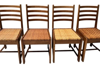 Four Modernist Art Deco Dining Room Chairs by Bas van Pelt for My Home, 1930s